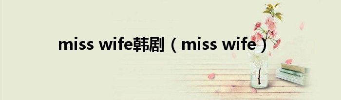 miss wife韩剧(miss wife)