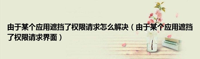 由于某个应用遮挡了权限请求怎么解决(由于某个应用遮挡了权限请求界面)