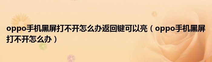 oppo手机黑屏打不开怎么办返回键可以亮(oppo手机黑屏打不开怎么办)