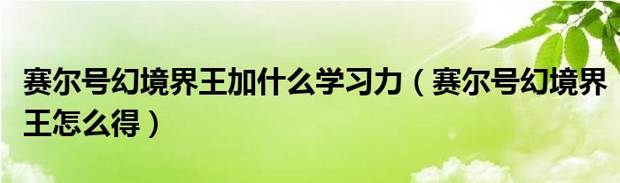 赛尔号幻境界王加什么学习力(赛尔号幻境界王怎么得)
