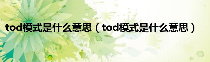 tod模式是什么意思(tod模式是什么意思)