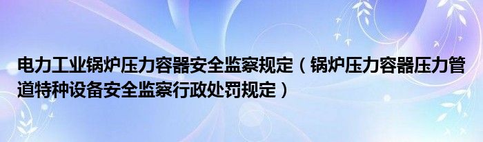 电力工业锅炉压力容器安全监察规定(锅炉压力容器压力管道特种设备安全监察行政处罚规定)