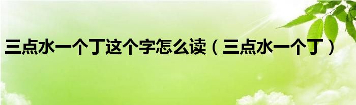三点水一个丁这个字怎么读(三点水一个丁)