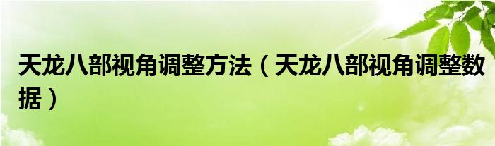 天龙八部视角调整方法(天龙八部视角调整数据)