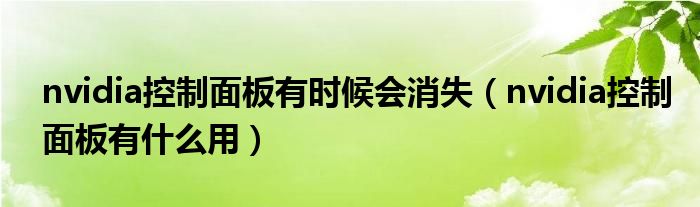 nvidia控制面板有时候会消失(nvidia控制面板有什么用)