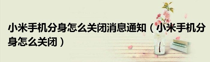 小米手机分身怎么关闭消息通知(小米手机分身怎么关闭)