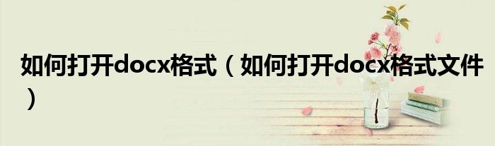 如何打开docx格式(如何打开docx格式文件)