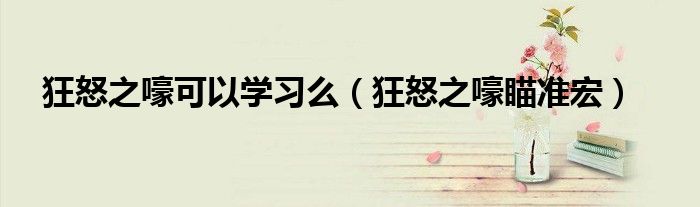 狂怒之嚎可以学习么(狂怒之嚎瞄准宏)