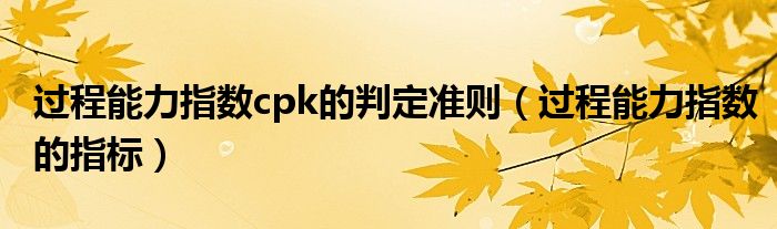 过程能力指数cpk的判定准则(过程能力指数的指标)