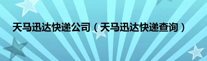 天马迅达快递公司(天马迅达快递查询)