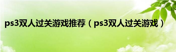 ps3双人过关游戏推荐(ps3双人过关游戏)