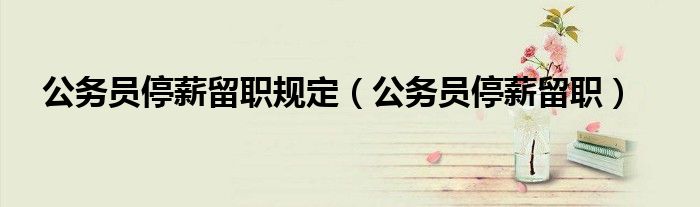 公务员停薪留职规定(公务员停薪留职)