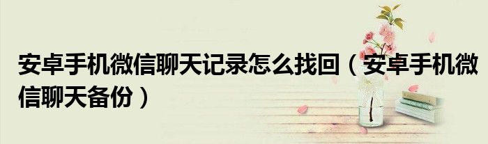 安卓手机微信聊天记录怎么找回(安卓手机微信聊天备份)