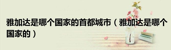 雅加达是哪个国家的首都城市(雅加达是哪个国家的)