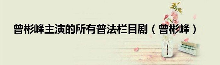 曾彬峰主演的所有普法栏目剧(曾彬峰)