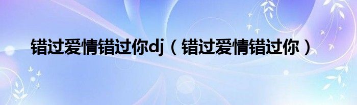 错过爱情错过你dj(错过爱情错过你)