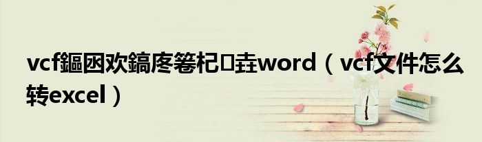 vcf鏂囦欢鎬庝箞杞垚word(vcf文件怎么转excel)