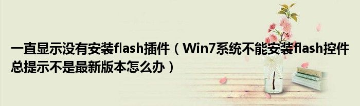 一直显示没有安装flash插件(Win7系统不能安装flash控件总提示不是最新版本怎么办)