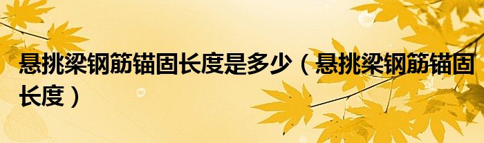 悬挑梁钢筋锚固长度是多少(悬挑梁钢筋锚固长度)