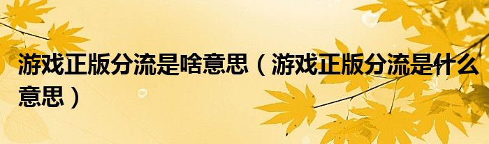 游戏正版分流是啥意思(游戏正版分流是什么意思)