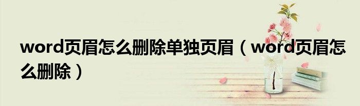 word页眉怎么删除单独页眉(word页眉怎么删除)