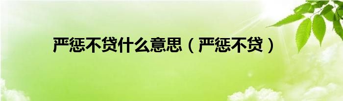 严惩不贷什么意思(严惩不贷)