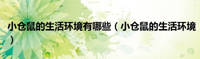 小仓鼠的生活环境有哪些(小仓鼠的生活环境)