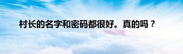 村长的名字和密码都很好。真的吗?