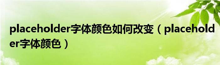 placeholder字体颜色如何改变(placeholder字体颜色)