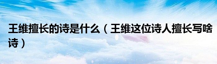 王维擅长的诗是什么(王维这位诗人擅长写啥诗)