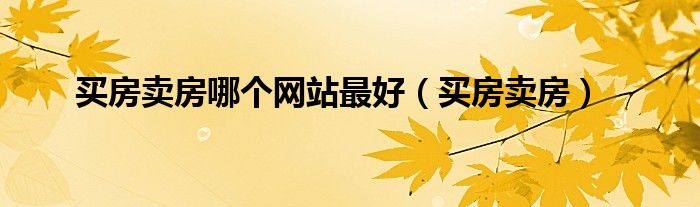 买房卖房哪个网站最好(买房卖房)