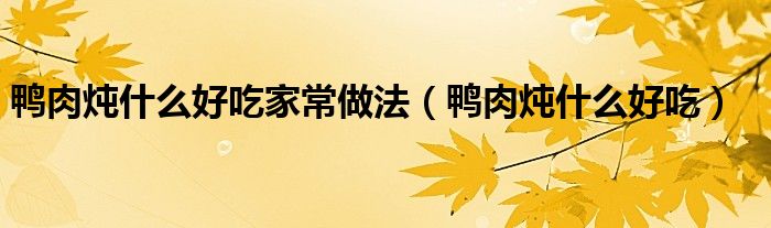 鸭肉炖什么好吃家常做法(鸭肉炖什么好吃)