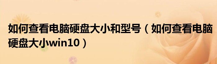 如何查看电脑硬盘大小和型号(如何查看电脑硬盘大小win10)