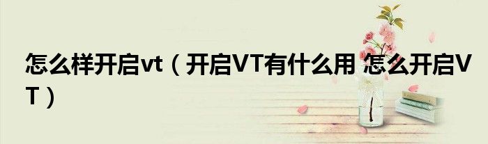 怎么样开启vt(开启VT有什么用 怎么开启VT)