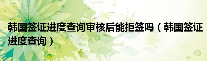 韩国签证进度查询审核后能拒签吗(韩国签证进度查询)