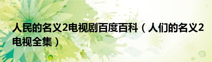 人民的名义2电视剧百度百科(人们的名义2电视全集)