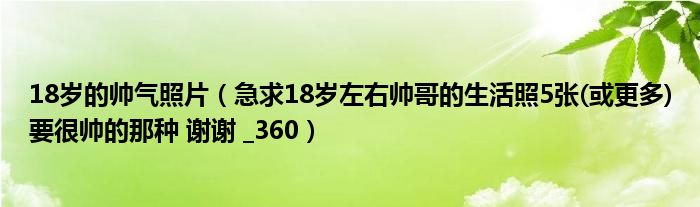18岁的帅气照片(急求18岁左右帅哥的生活照5张(或更多)要很帅的那种 谢谢 _360)