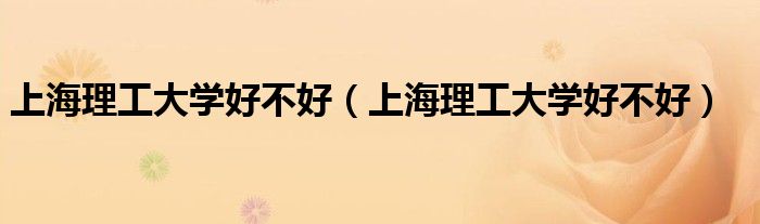 上海理工大学好不好(上海理工大学好不好)