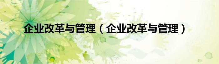 企业改革与管理(企业改革与管理)