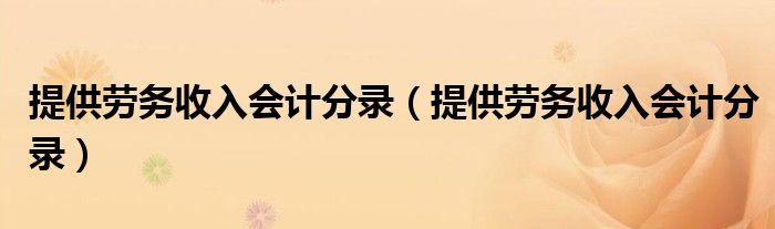提供劳务收入会计分录(提供劳务收入会计分录)