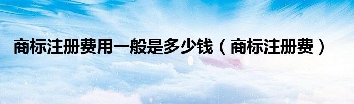 商标注册费用一般是多少钱(商标注册费)
