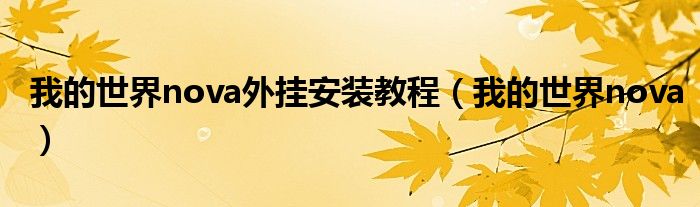 我的世界nova外挂安装教程(我的世界nova)