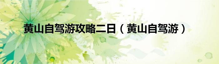 黄山自驾游攻略二日(黄山自驾游)