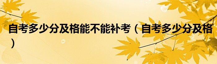 自考多少分及格能不能补考(自考多少分及格)