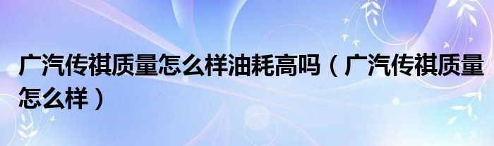 广汽传祺质量怎么样油耗高吗(广汽传祺质量怎么样)