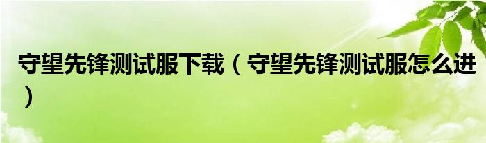 守望先锋测试服下载(守望先锋测试服怎么进)