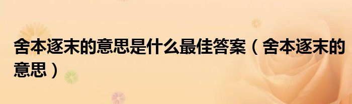 舍本逐末的意思是什么最佳答案(舍本逐末的意思)