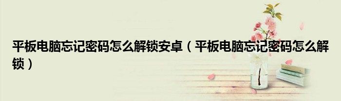 平板电脑忘记密码怎么解锁安卓(平板电脑忘记密码怎么解锁)