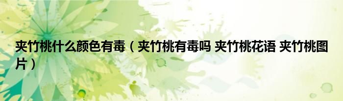 夹竹桃什么颜色有毒(夹竹桃有毒吗 夹竹桃花语 夹竹桃图片)