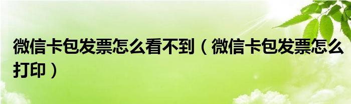 微信卡包发票怎么看不到(微信卡包发票怎么打印)